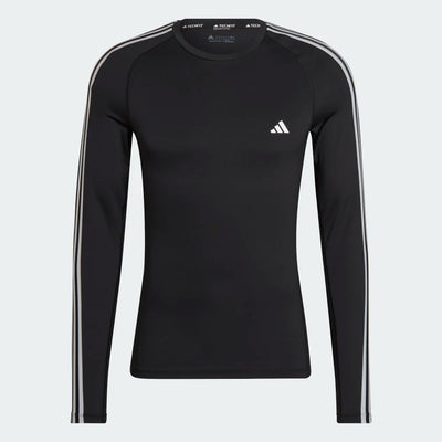Adidas Tecfit 3 Stripes Training Long Sleeve Tee - Black