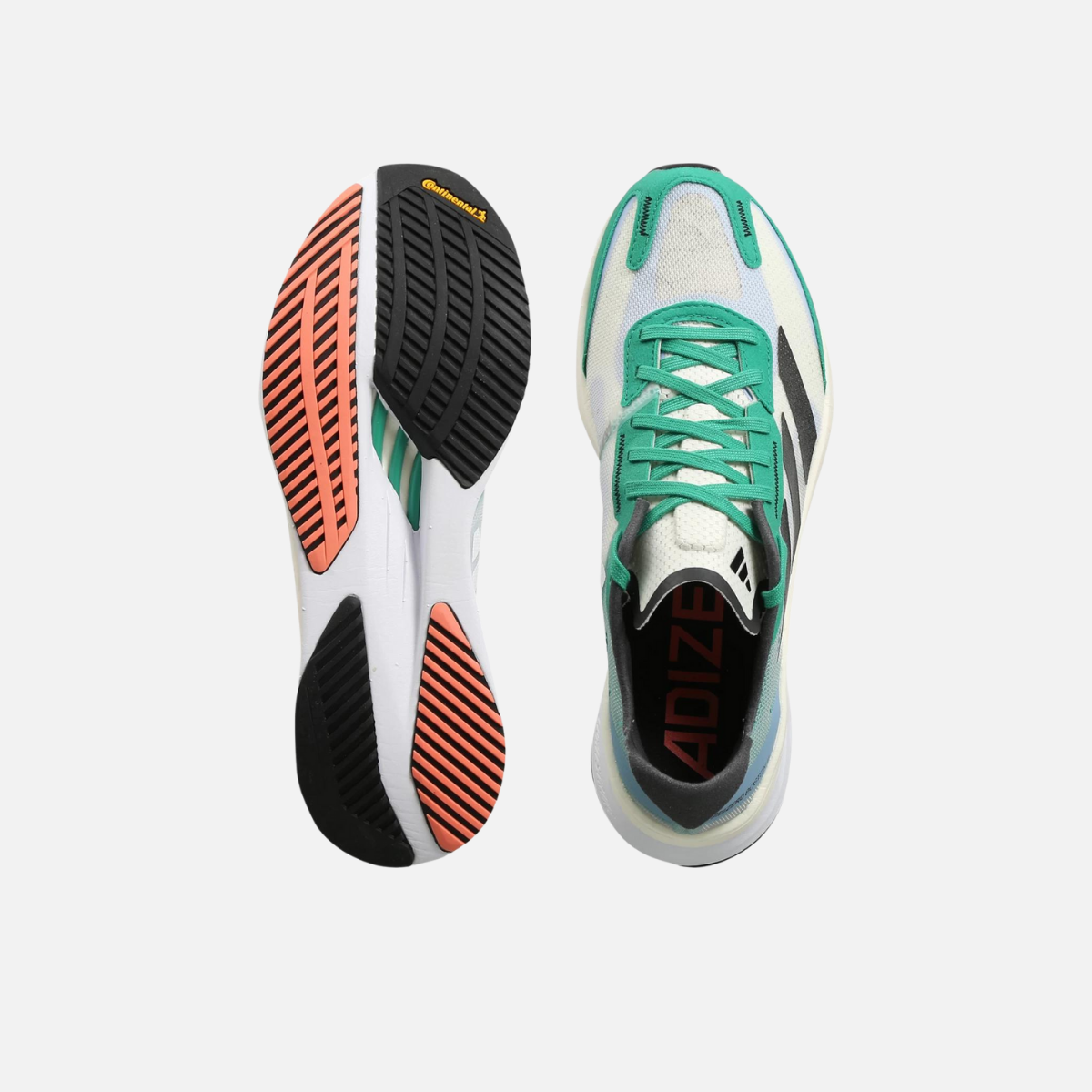 Adidas Adizero Boston 11 Men Running Shoes -White Tint/Core Black/Court Green