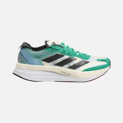 Adidas Adizero Boston 11 Men Running Shoes -White Tint/Core Black/Court Green