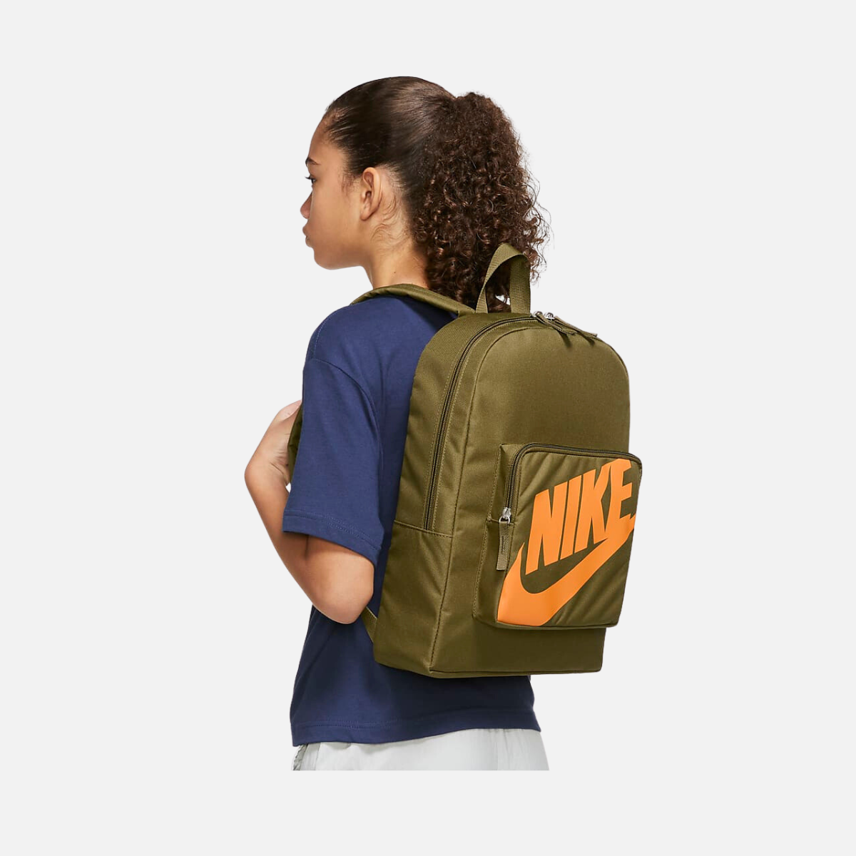 Nike Classic Kids' Backpack -Olive Flak/Olive Flak/Vivid Orange