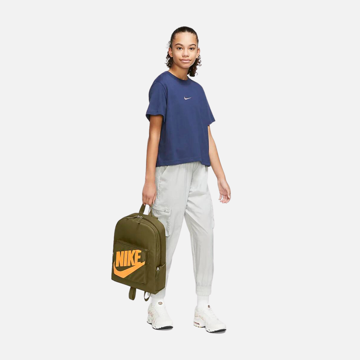 Nike Classic Kids Backpack Olive Flak Olive Flak Vivid Orange