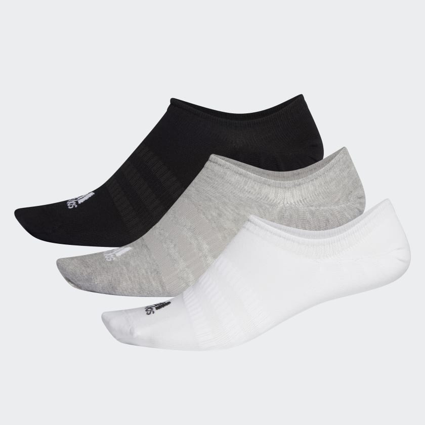 Adidas No-Show Socks 3 Pair - Black/White/Grey