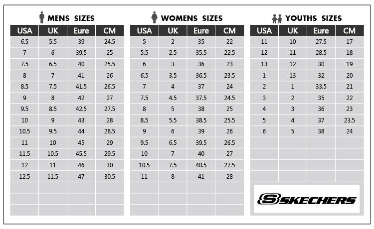 Skechers flip flops size chart top