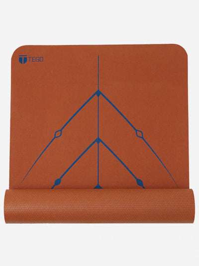 TEGO Stance Truly Reversible Yoga Mat with GuideAlign - With Bag  ( Bronze Navy )