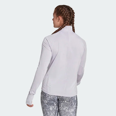 Adidas-Fast Running Half-Zip Long Sleeve Top Silver-Dawn