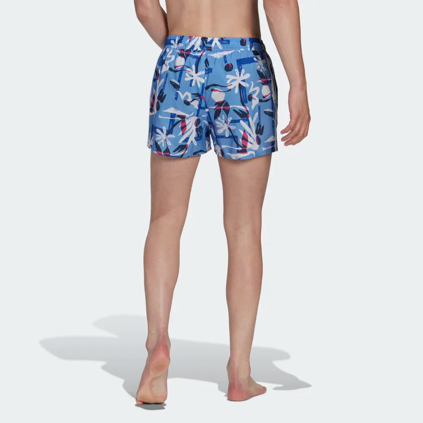Adidas Seasonal Floral Clx Short Length Swim Shorts Mens - Blue Fusion/White
