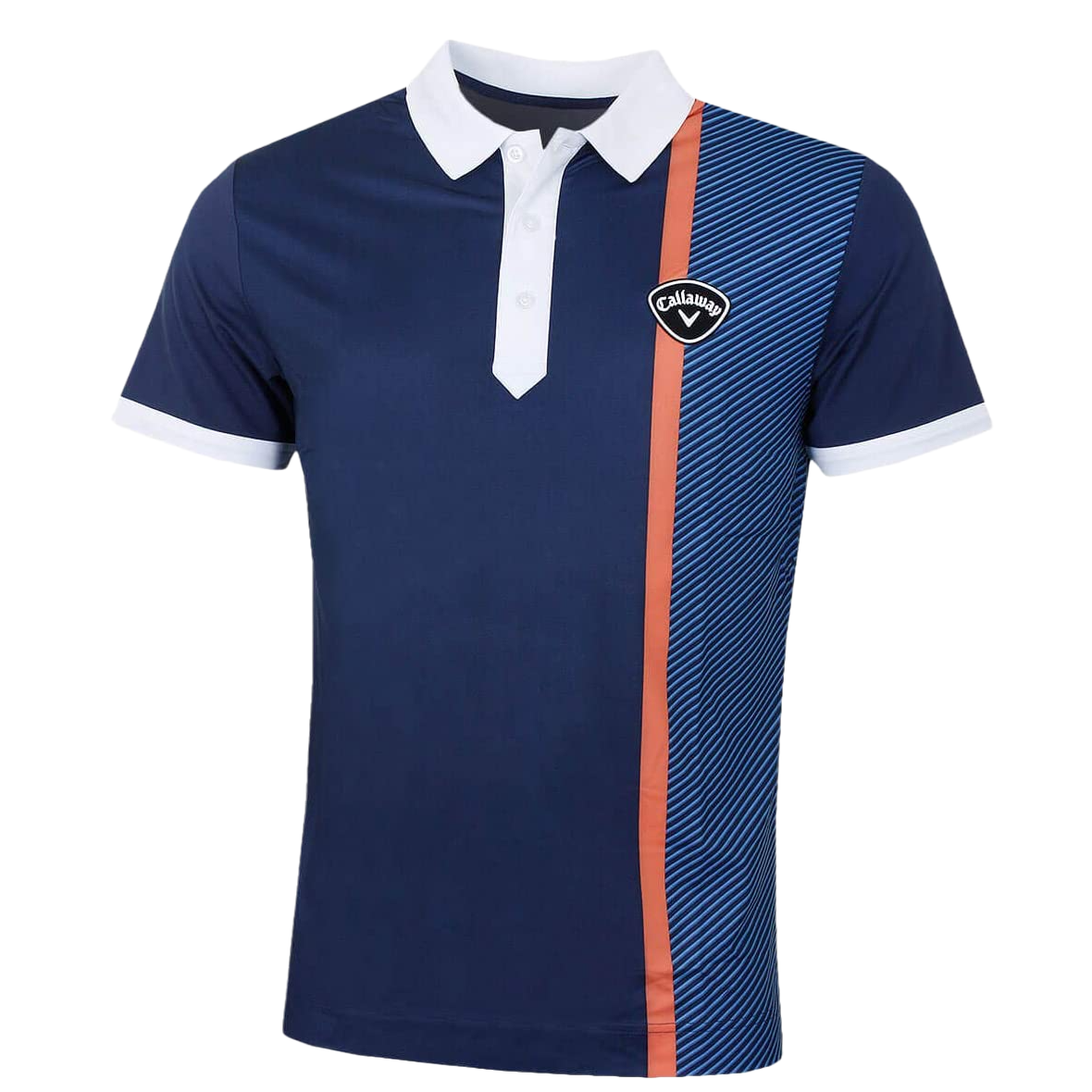 Callaway Mens X Bold Linear Print Polo T-shirt CGKS90A8- Dress Blue